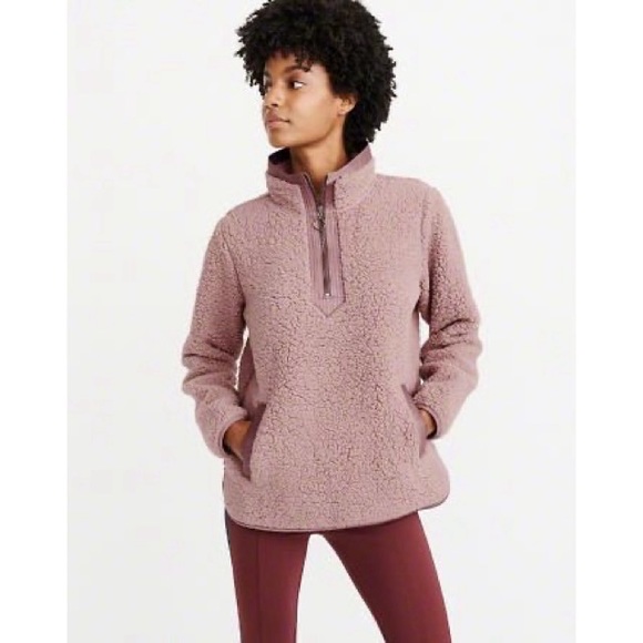 Abercrombie Fitch Essential Mauve Sherpa Half-Zip Pullover
